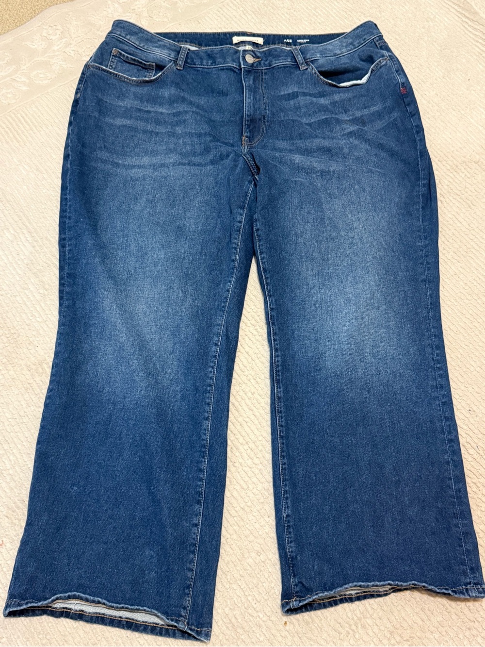 Warp + Weft Women's Straight Leg Jeans in Medium Blue - Picture 3 of 7